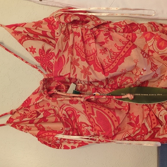 Farm Rio Jaipur Crossed Over Maxi Floral Red Maxi Dress Cruise Resort Wear XL - Picture 6 of 10